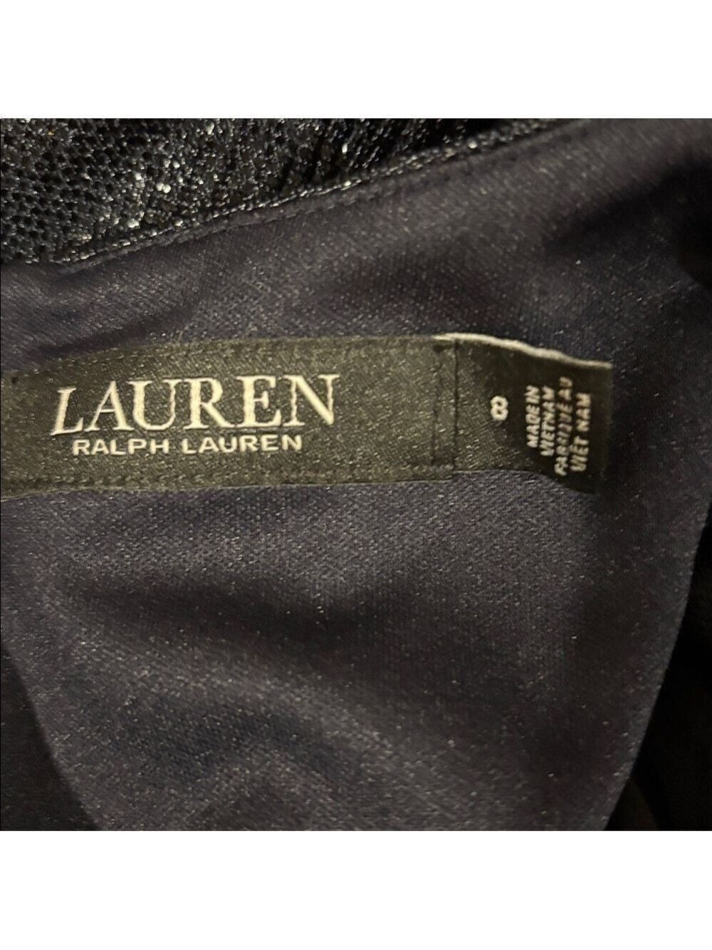 Lauren Ralph Lauren Shimmering Midnight Blue Dress -Size 8 - Picture 6 of 8